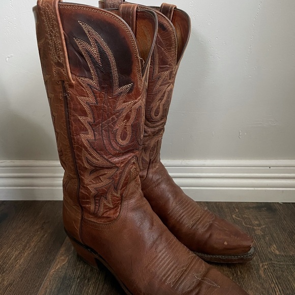 Lucchese 1883 Tan Mad Dog Snip Toe Western Boots - Picture 2 of 5